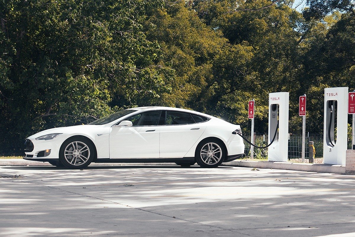 Model S at supercharger